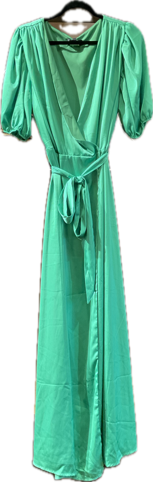 Alexia Admore Green Satin Wrap Dress