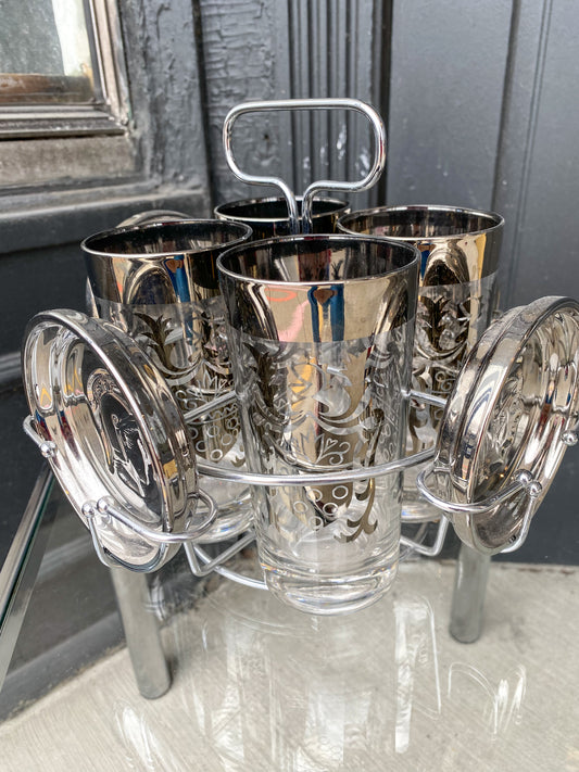 Queen's Lusterware Barware Set with Caddy