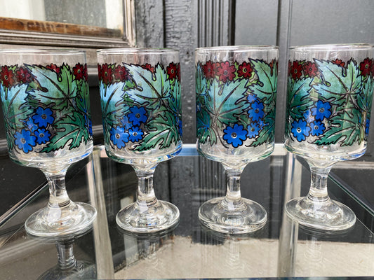 Set of Four MCM Greenery and Floral Glasses