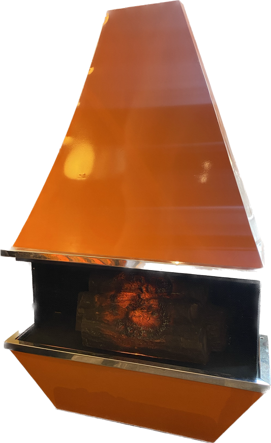 Vintage MCM 70s Orange Electric Fireplace
