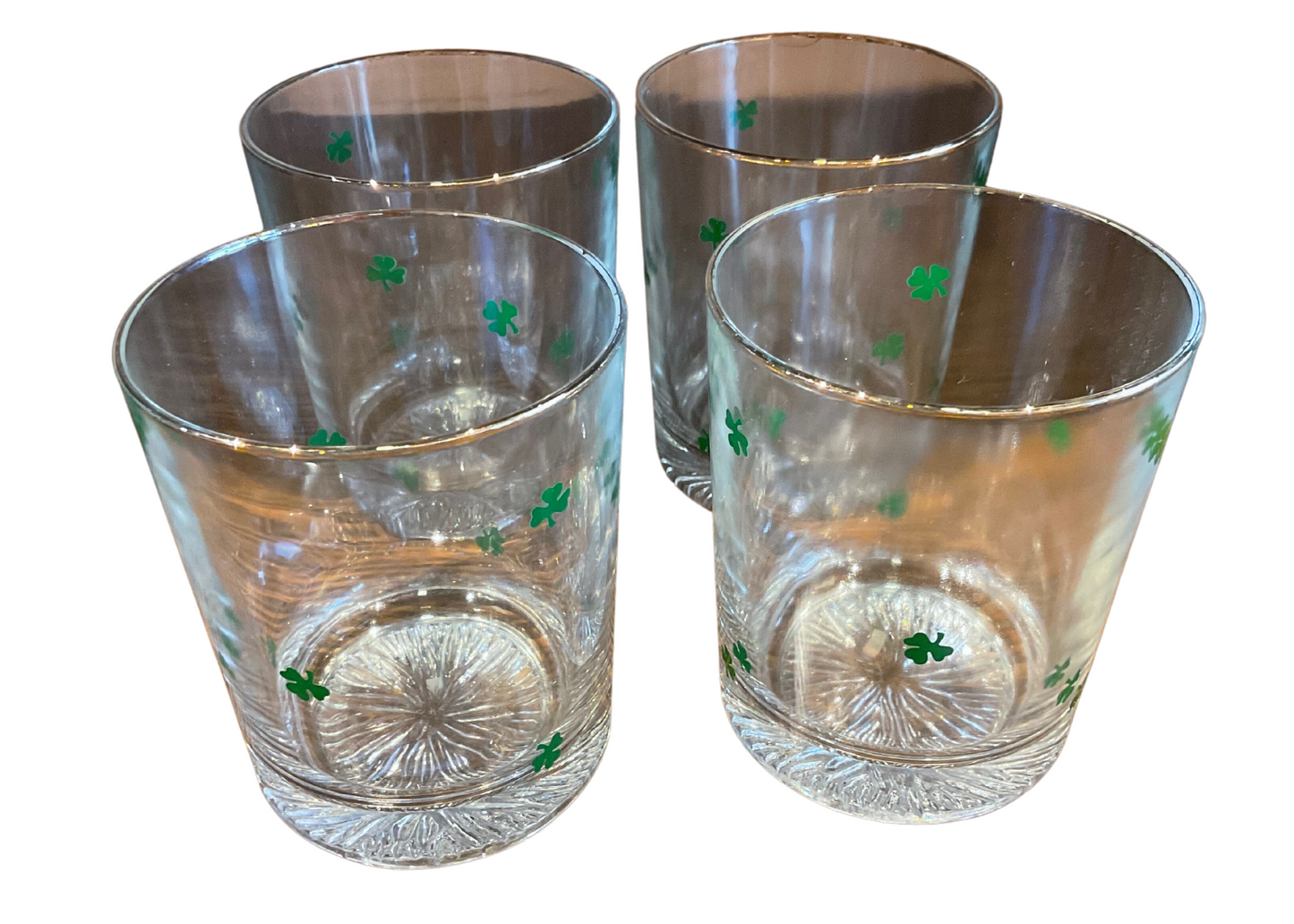 Set of Four Vintage Shamrock Glasses