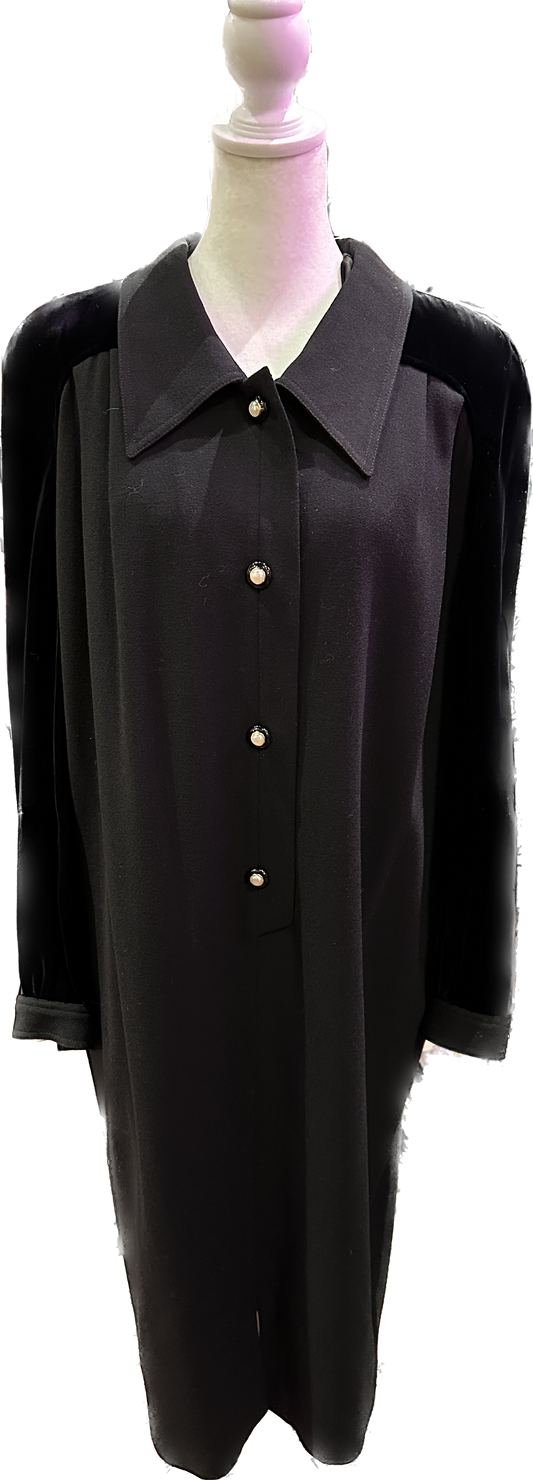 Valentino Pearl Button Black Shift Dress