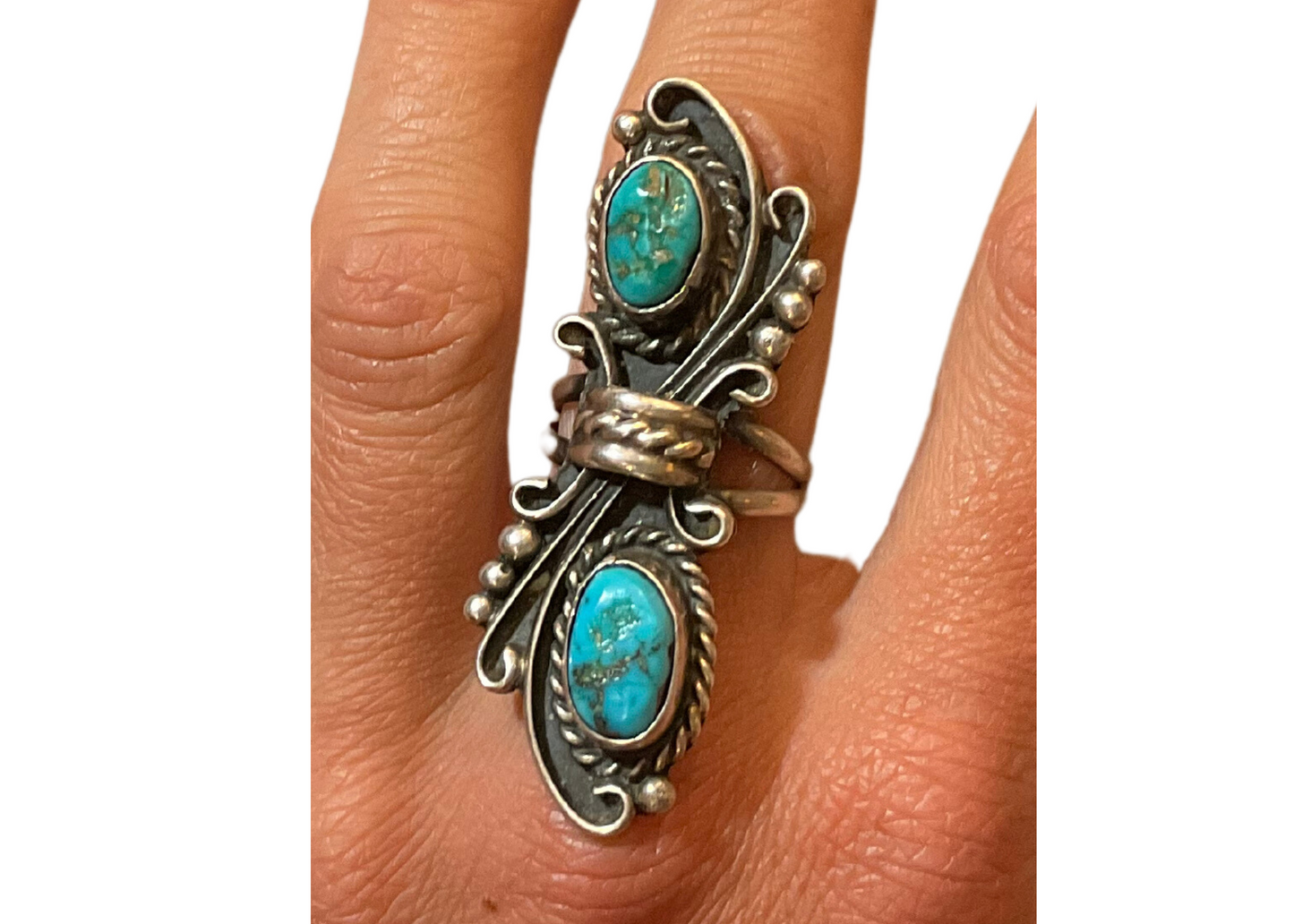 Vintage Navajo Turquoise Feather Ring