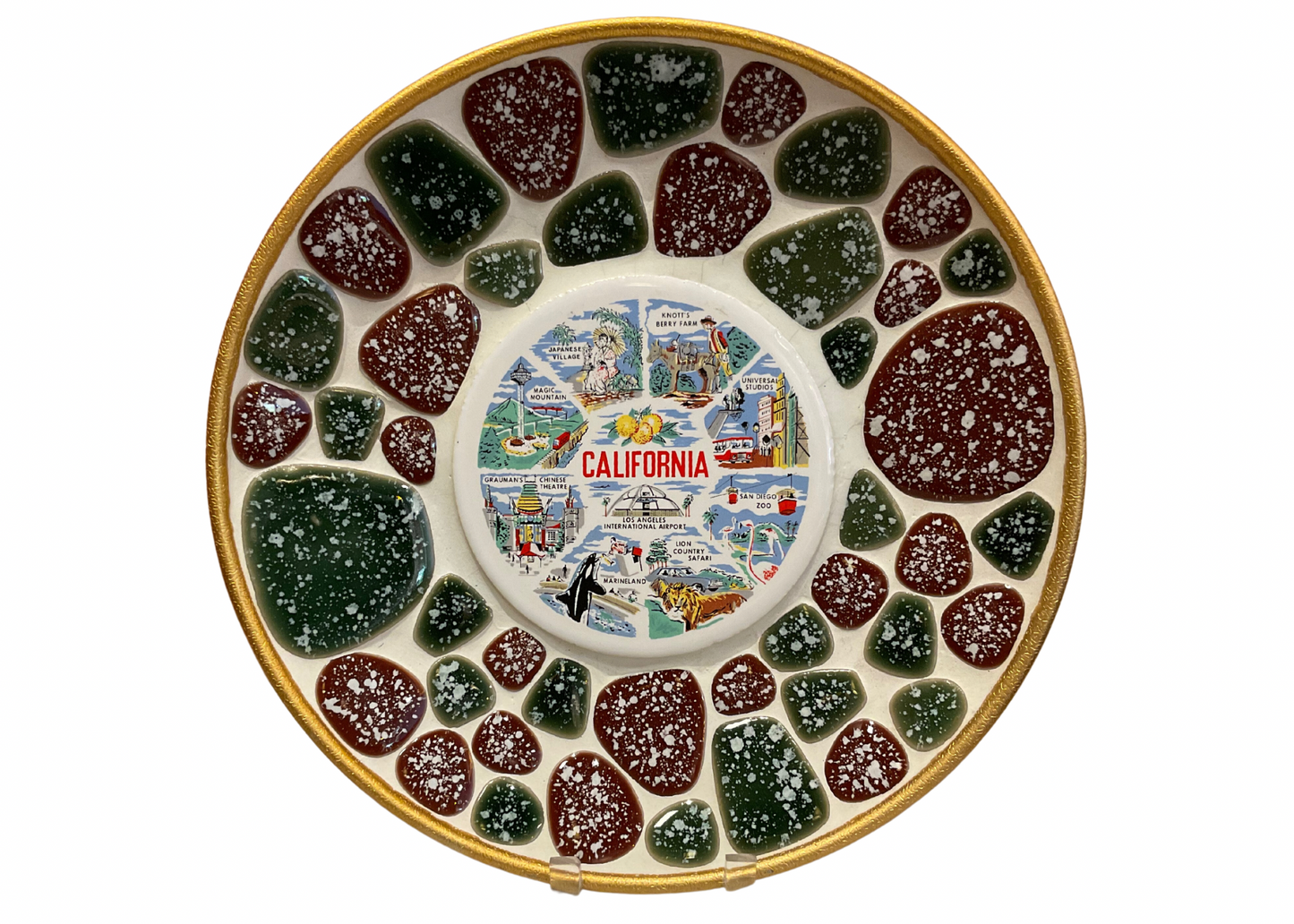 Vintage California Souvenir Plate with Mosaic Tiles