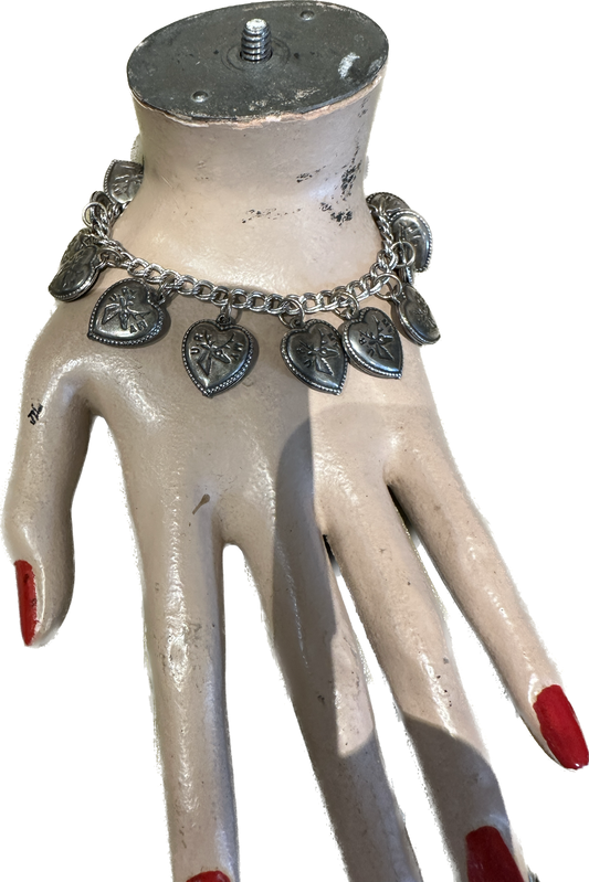 Vintage Sterling Heart Charm Bracelet