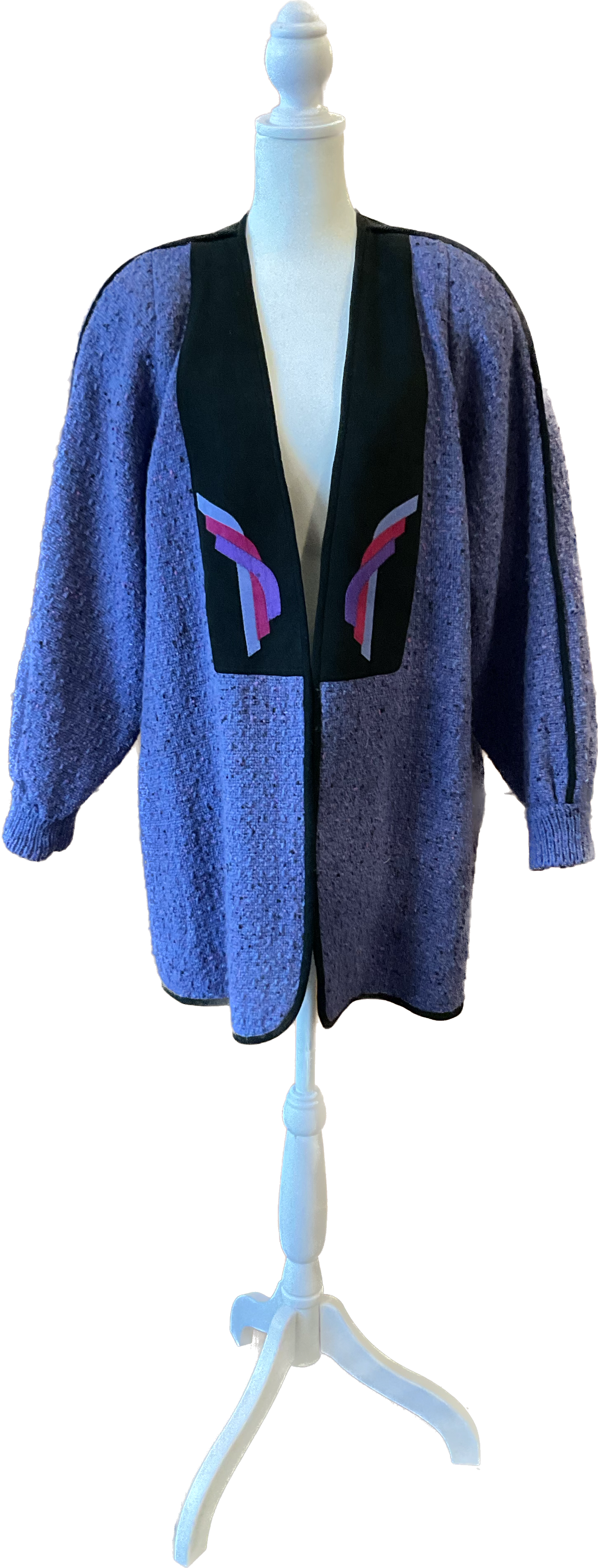Purple Tweed Open Front Sweater