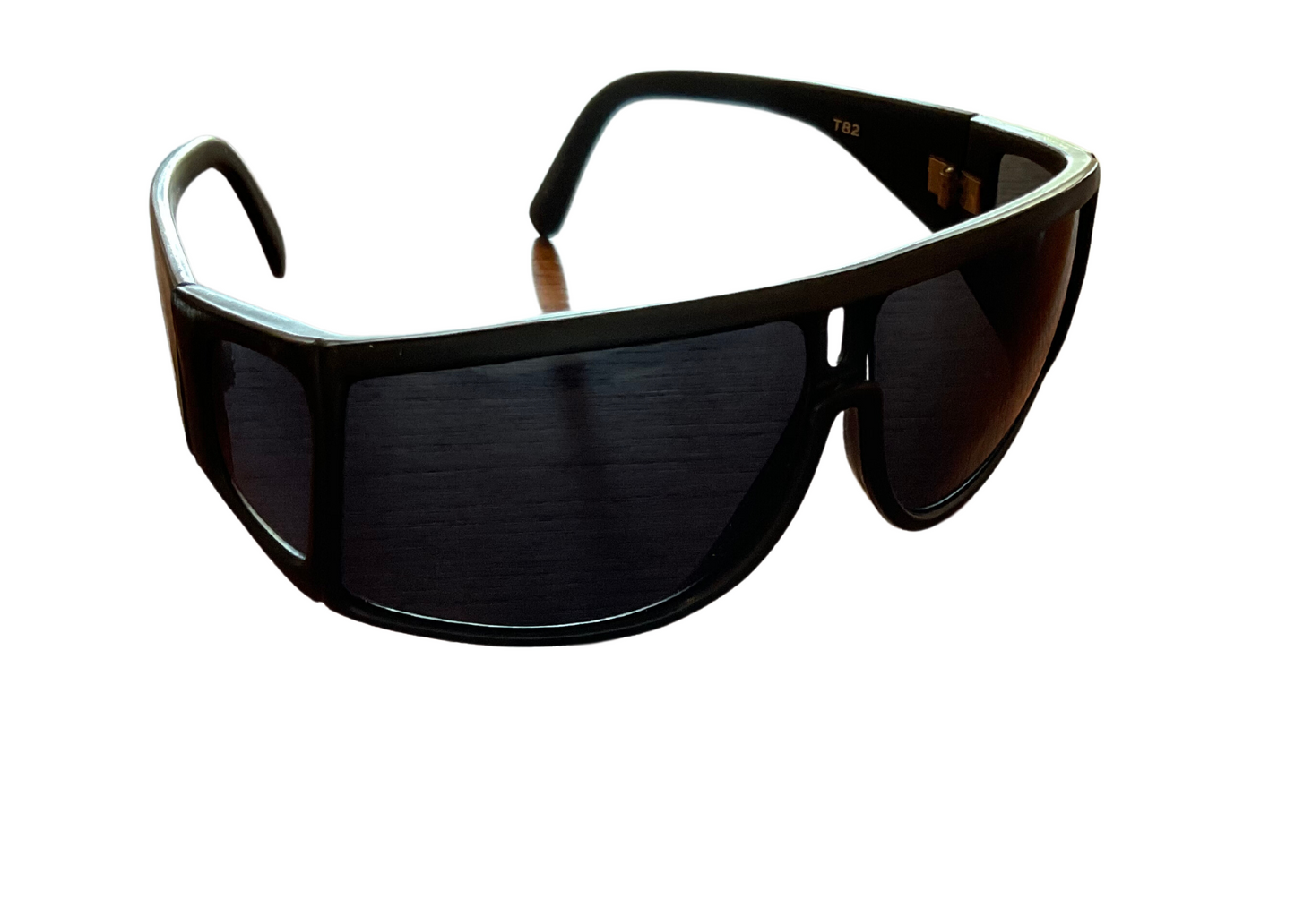 Vintage Black Matte Wrap Around Style Sunglasses