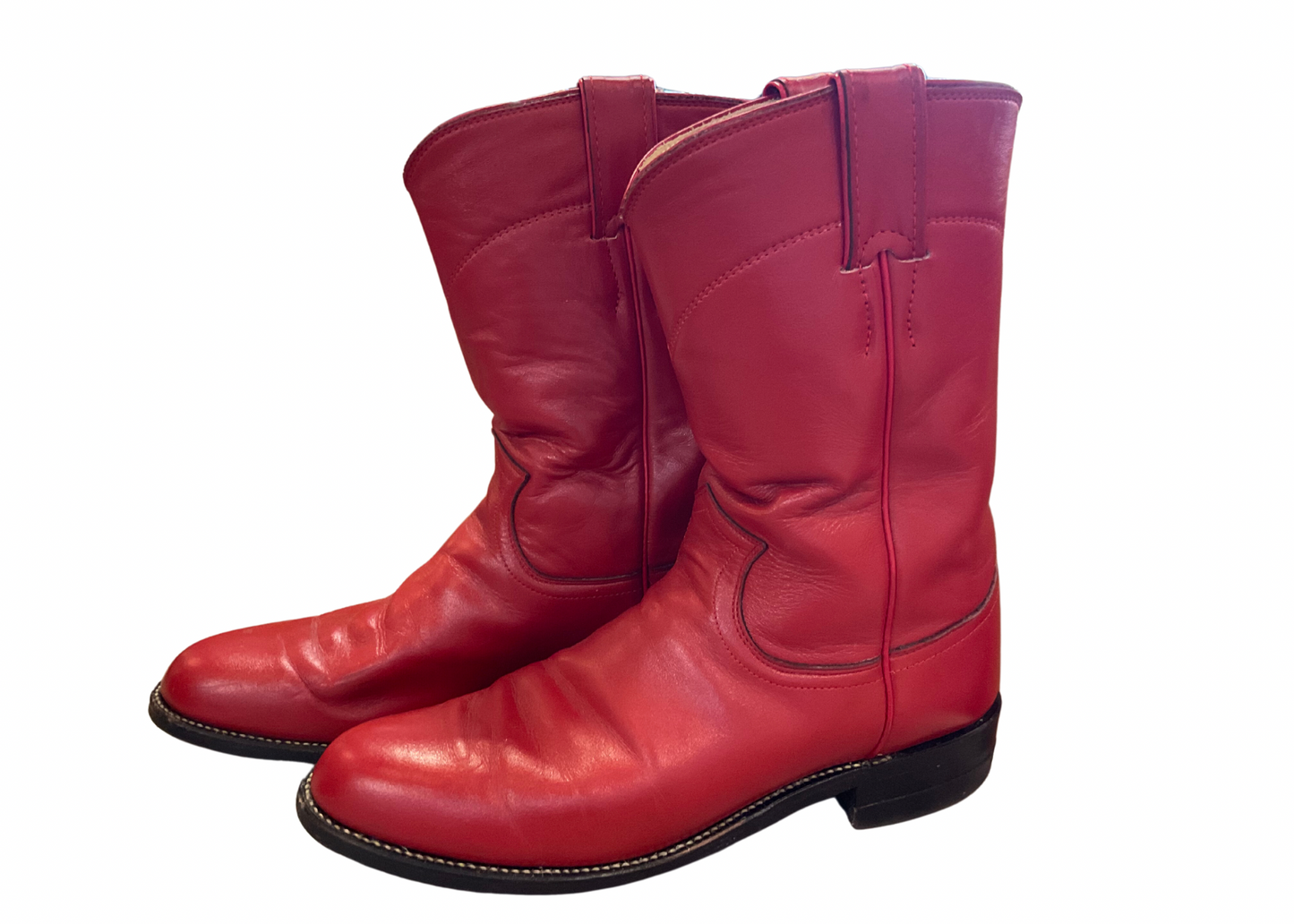 Justin Red Leather Flat Western Boot