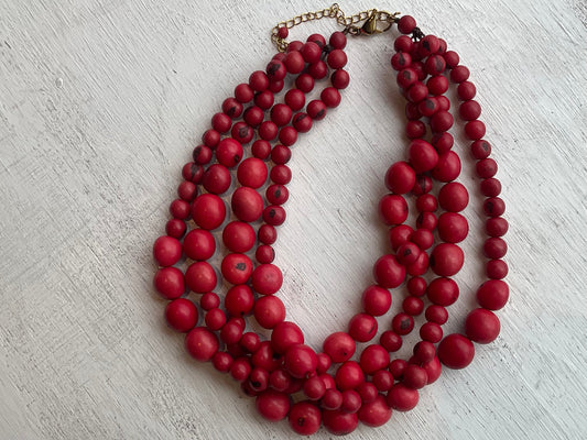Red Seeds & Nuts Collection Necklace