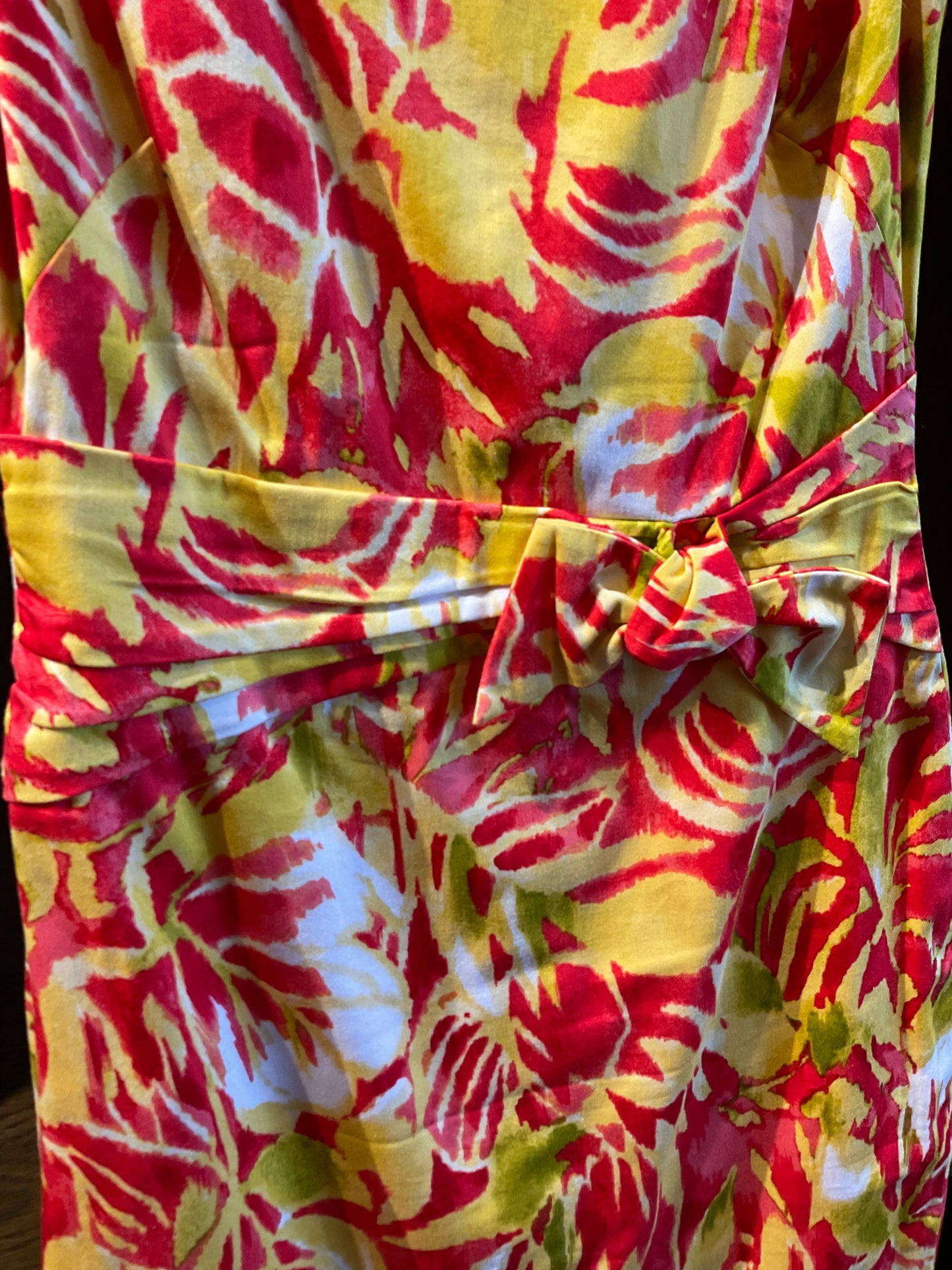 Ralph Lauren 90s Red and Yellow Sleeveless Bow Dress