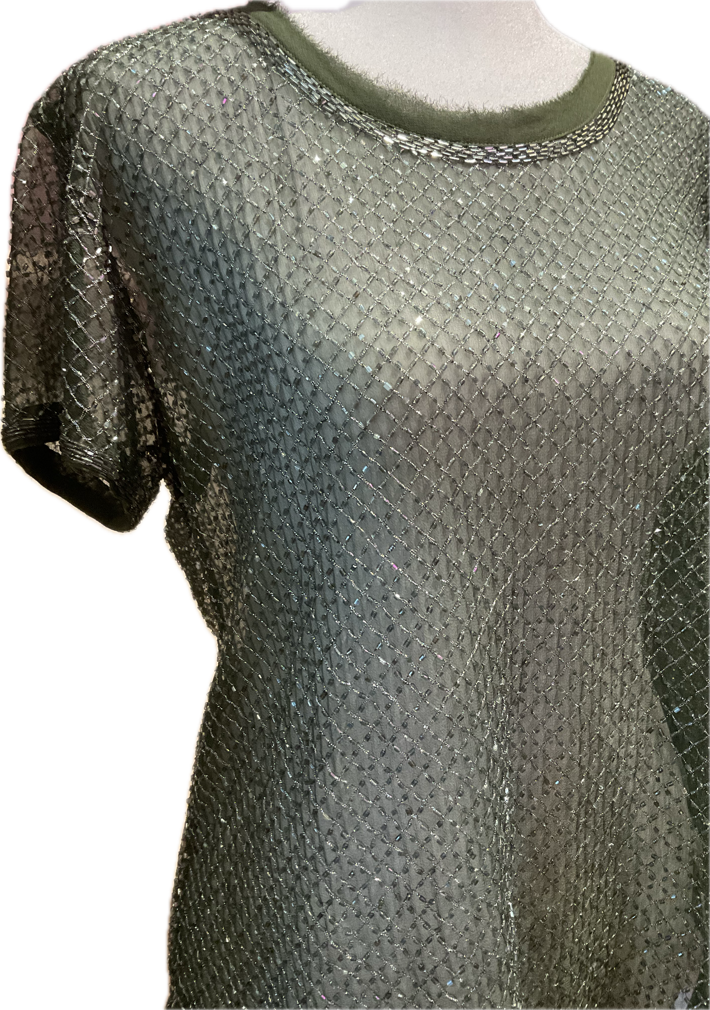 Gryphon NY Silk Beaded Short Sleeve Top