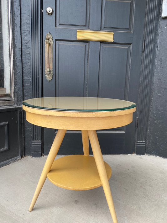Blond Wood Round Side Table