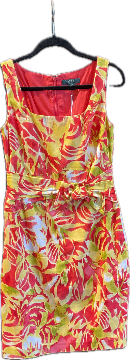 Ralph Lauren 90s Red and Yellow Sleeveless Bow Dress