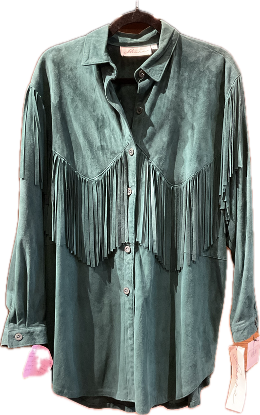Hunter Green Suede Fringe Jacket for Neiman Marcus by Lanna