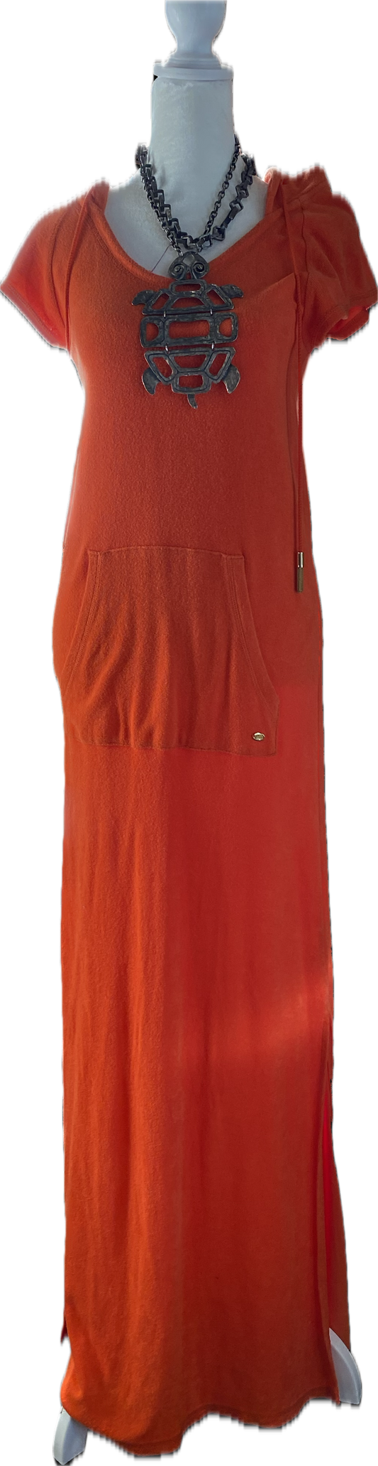 Y2K Juicy Couture Orange Terrycloth Hoodie Maxi Dress
