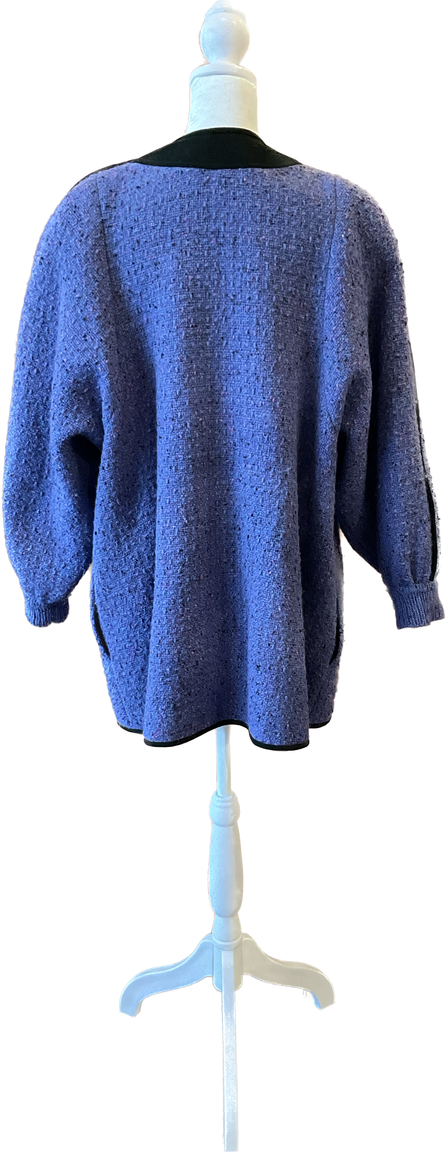 Purple Tweed Open Front Sweater