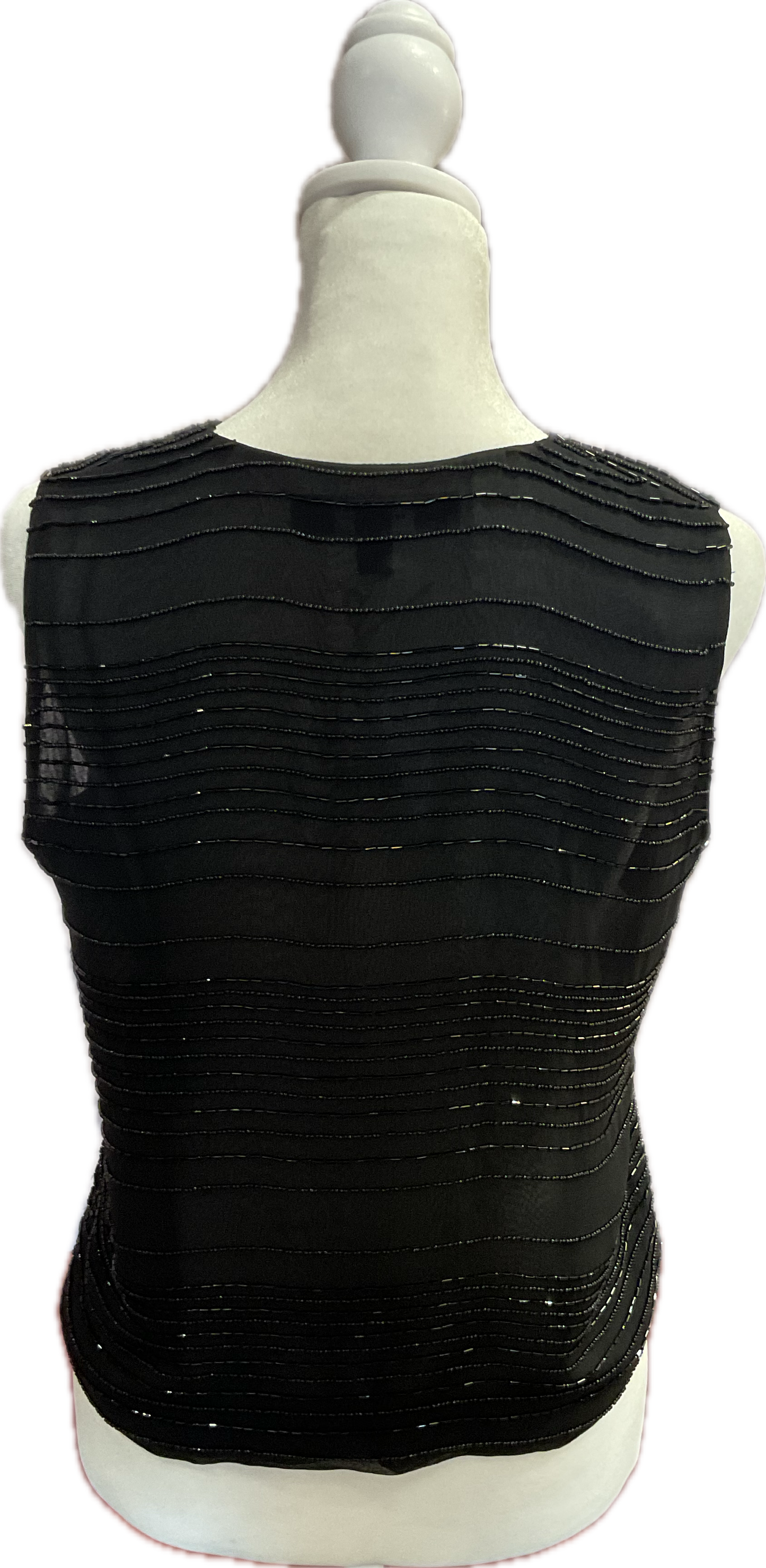 Vintage Emmanuel Ungaro Black Silk Sleevless Beaded Top (size petite 40/ US 6)