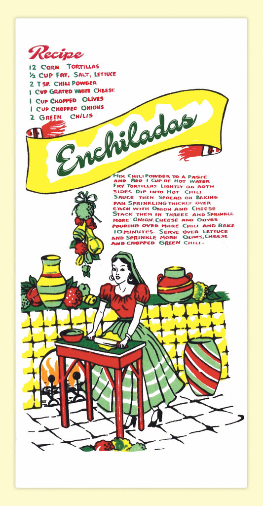Enchiladas Retro Flour Sack Kitchen Towel