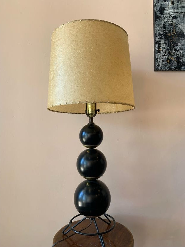 1950s Lamp Black Metal Stacked Balls with Fiberglass