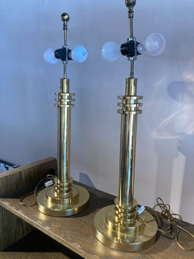Brass Art Deco Style Table Lamps