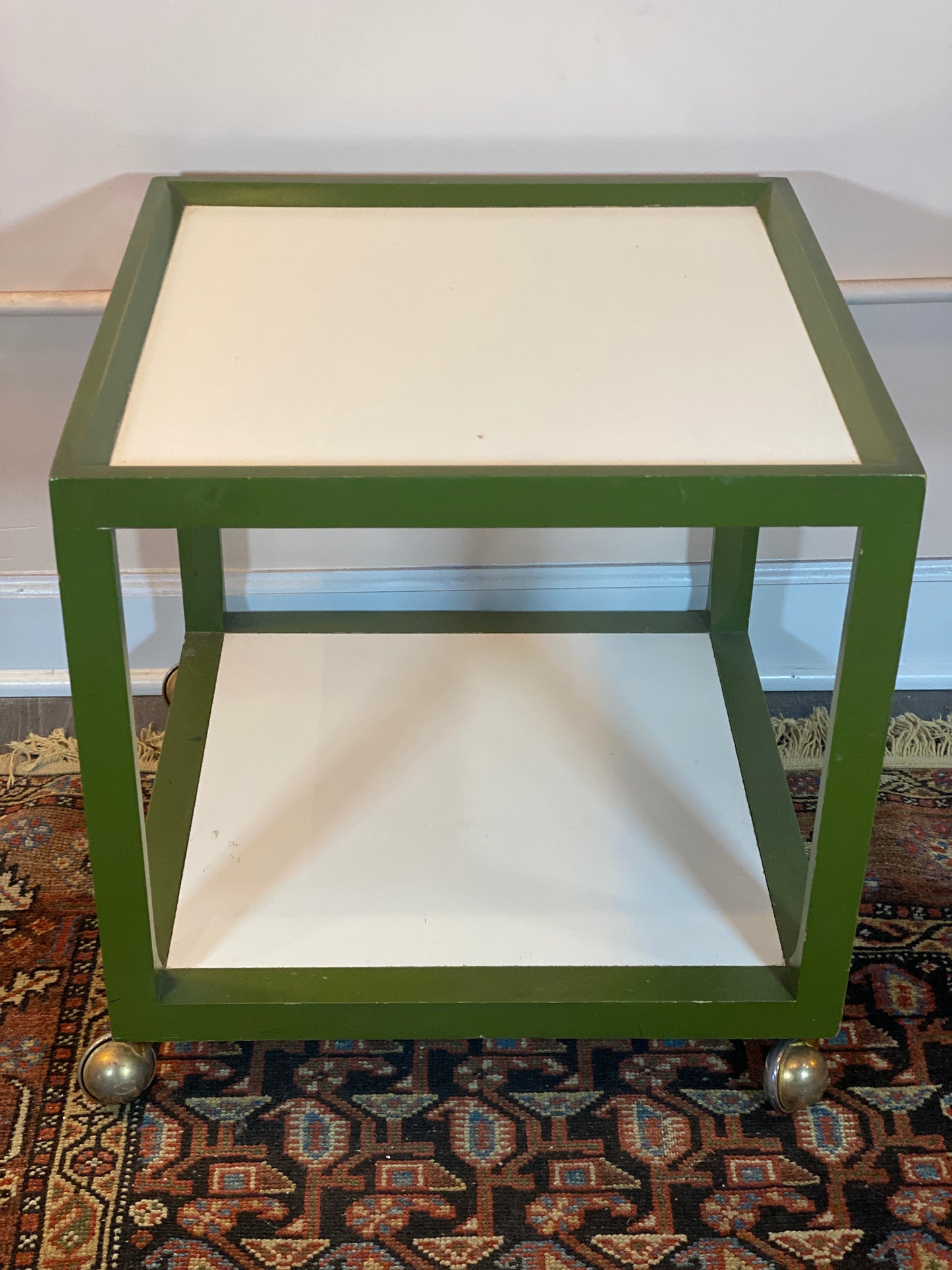 1970s Green Box Side Tables on Casters