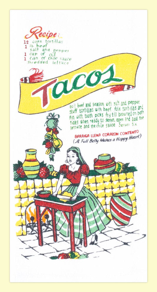 Tacos Recipe Retro Flour Sack Kitchen Towel