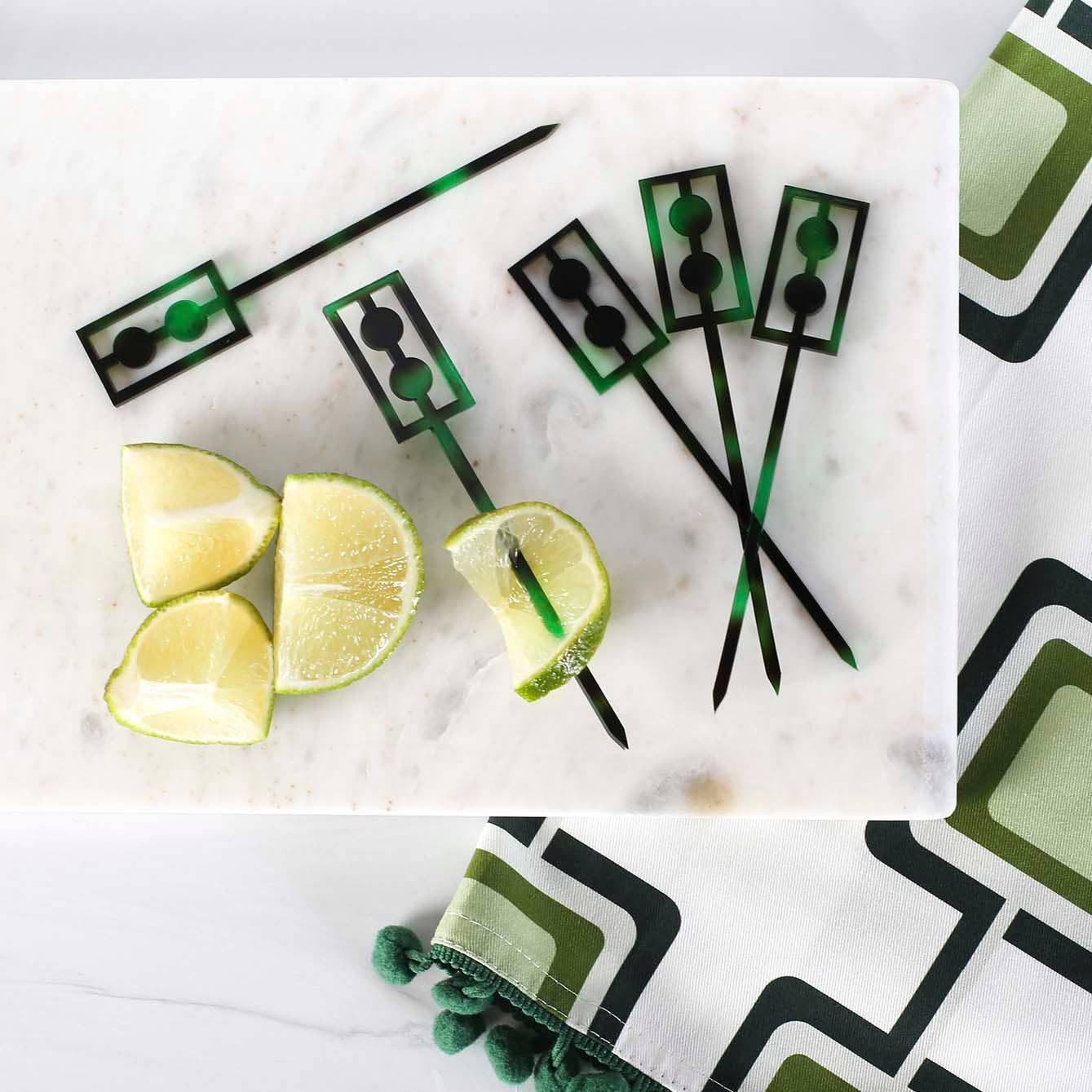 Green Geometric Cocktail Pick Set