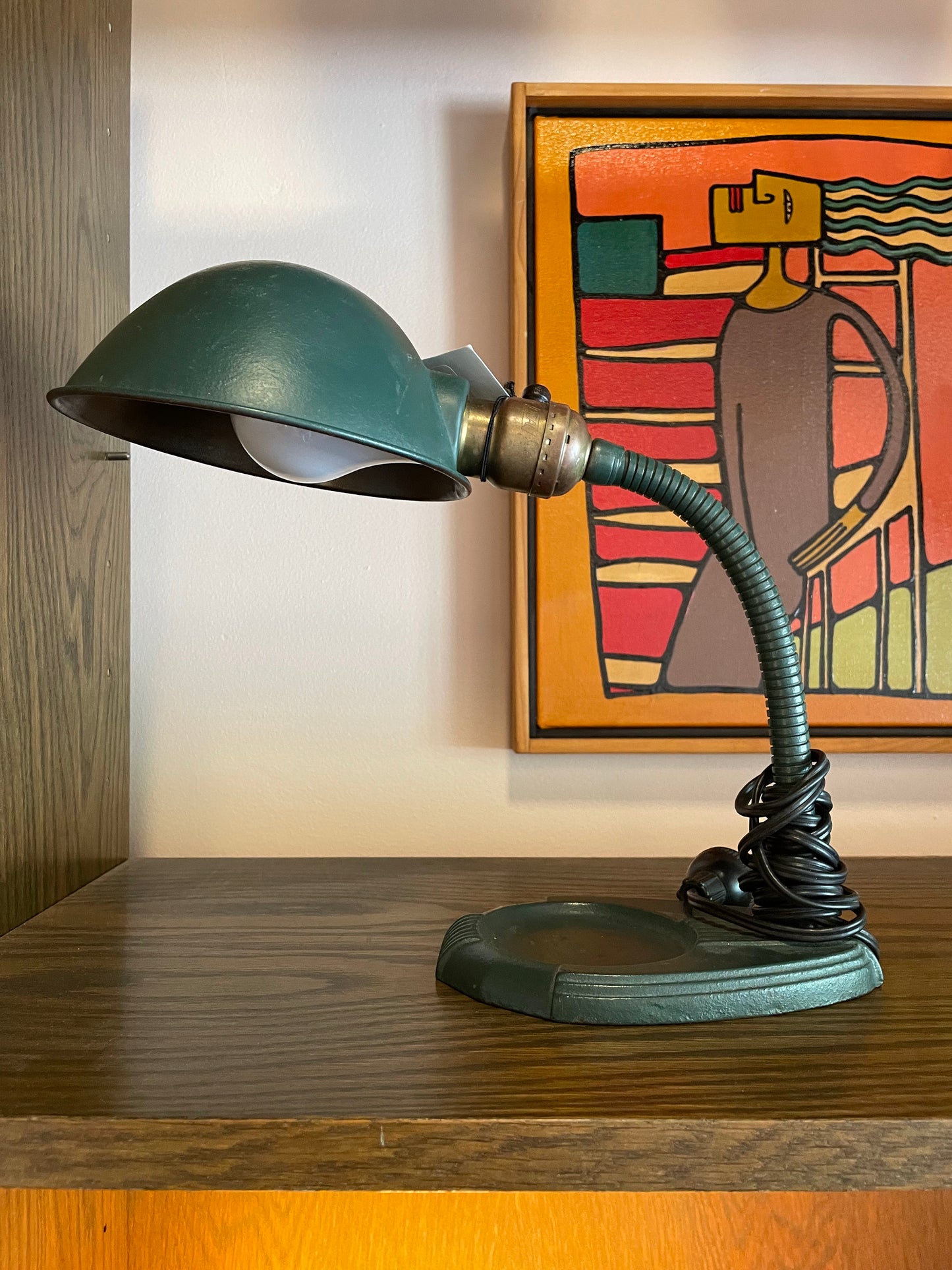 Green Metal Gooseneck Desk Lamp