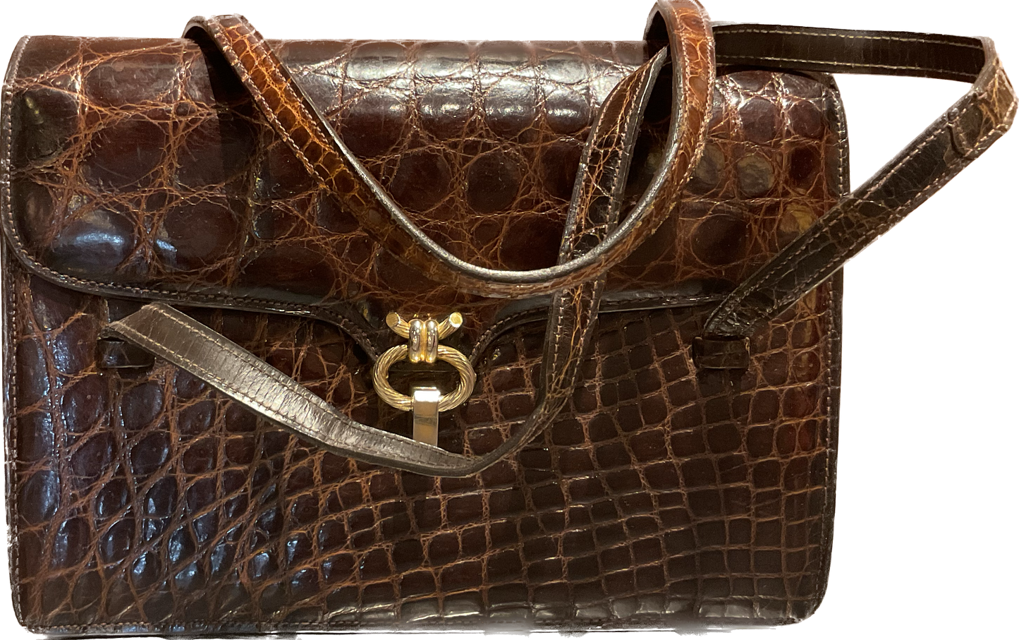 Small Brown Croc Leather Handbag