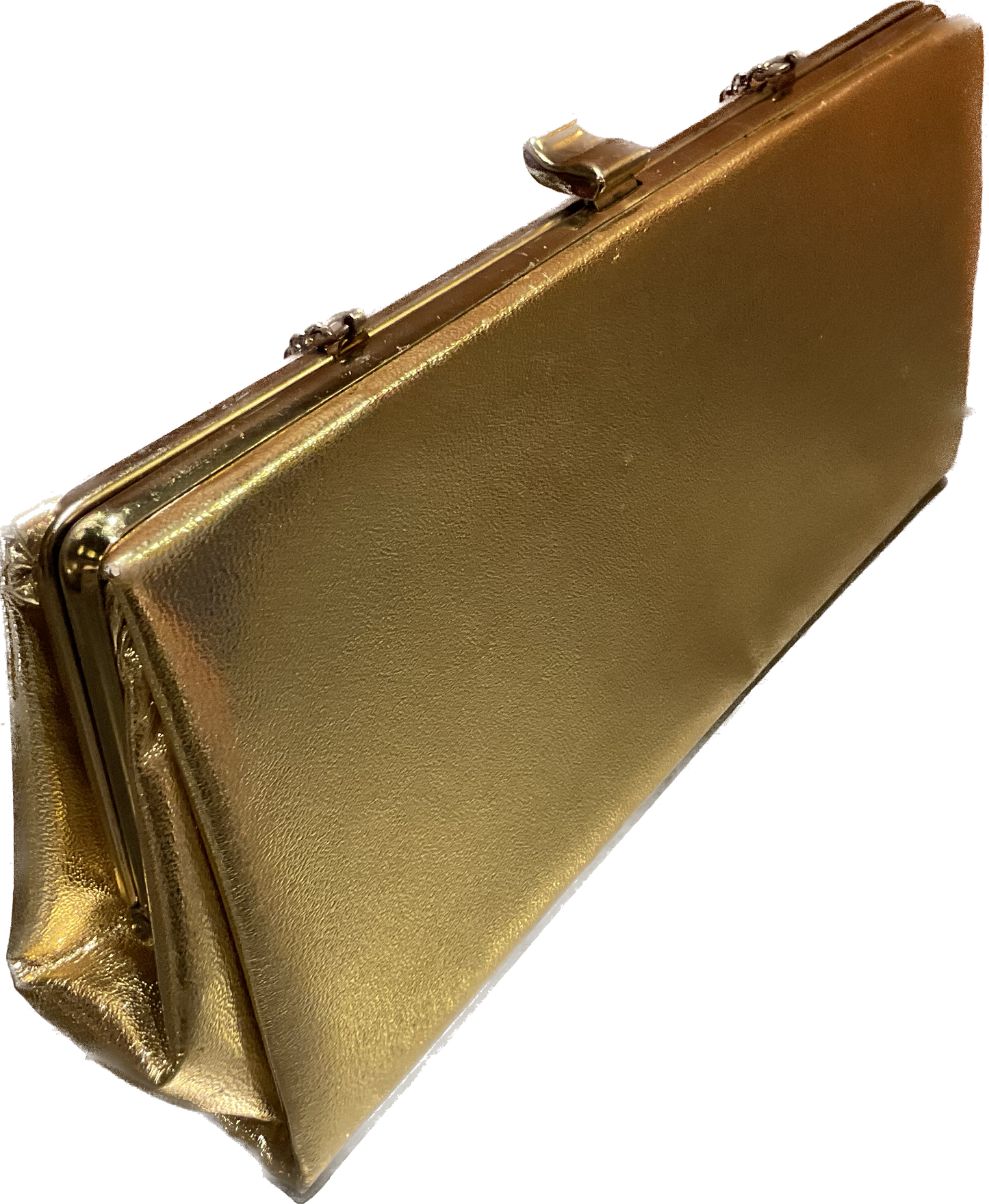 Vintage Metallic Gold Clutch Purse with Chain