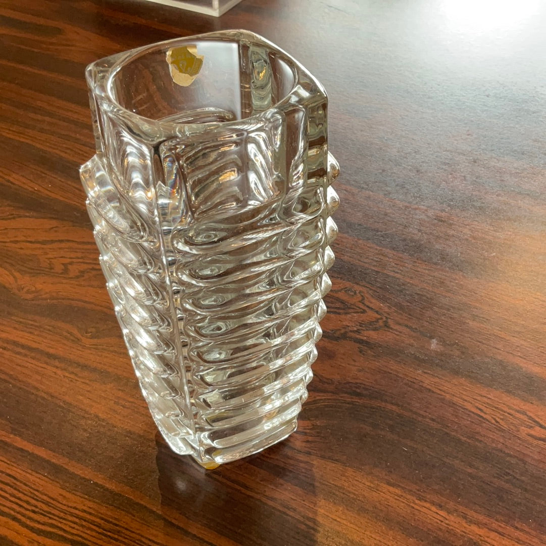 Vintage Grooved Glass Bloso Vase