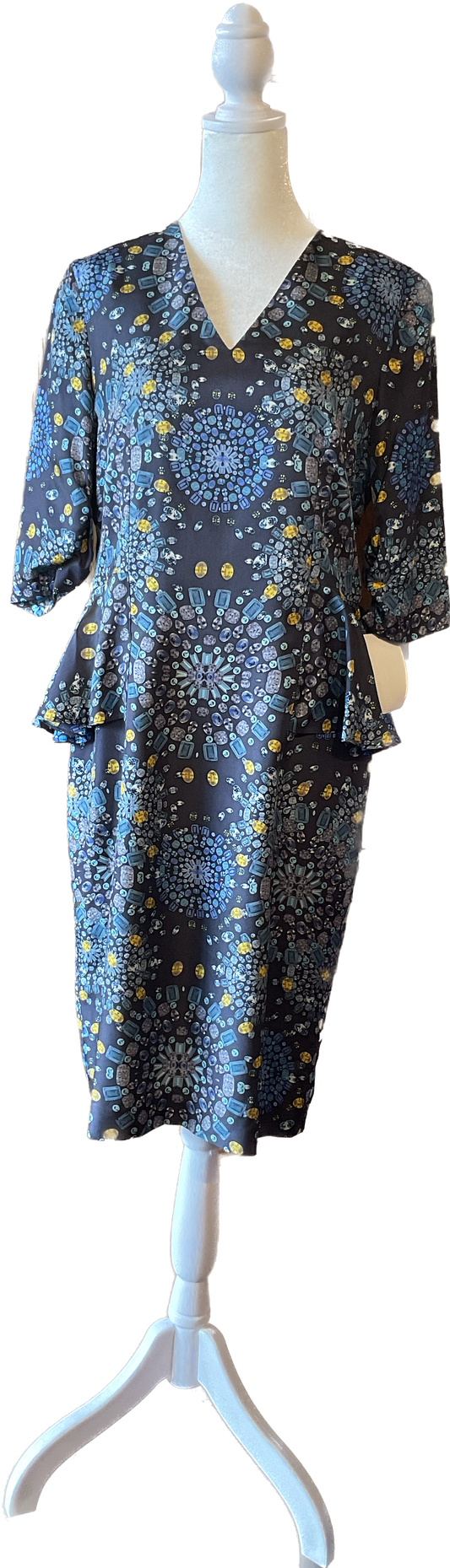 Vintage Doncaster Blue Silk Jewel Dress