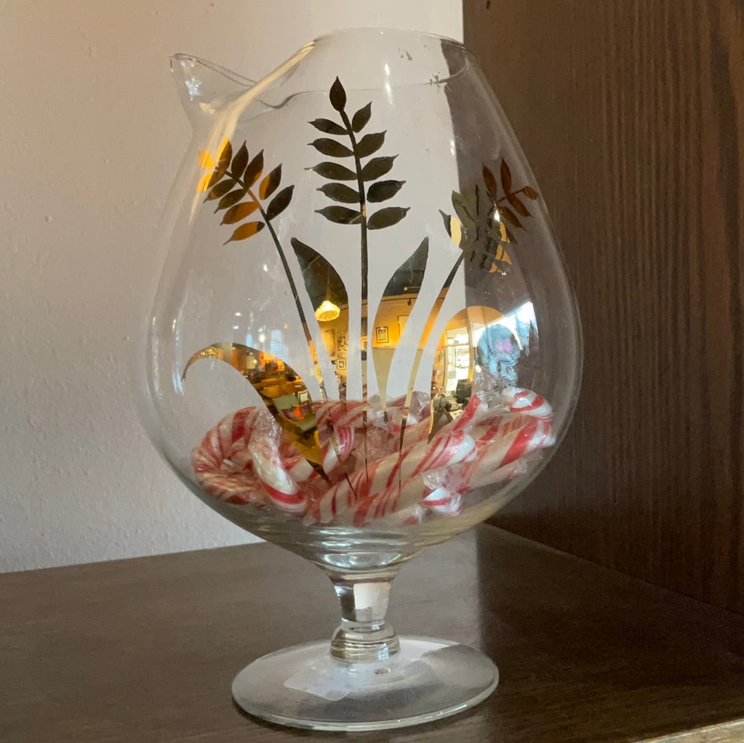 60s Glass Decanter with floral motif