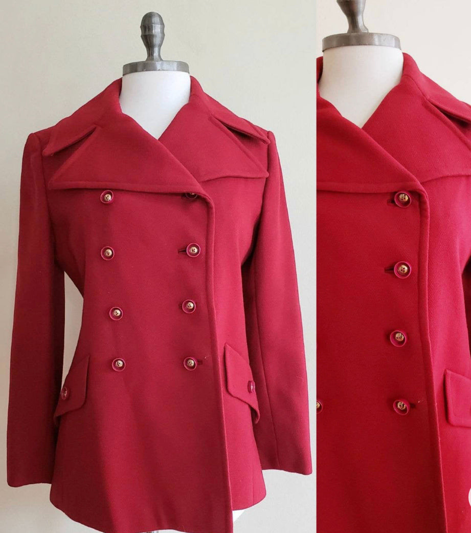 Women's 60s/70s Red Double Breasted Jacket by Joseph