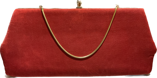 Vintage Red Clutch Purse with Chain