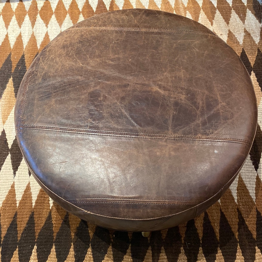 Distressed Leather Footstool