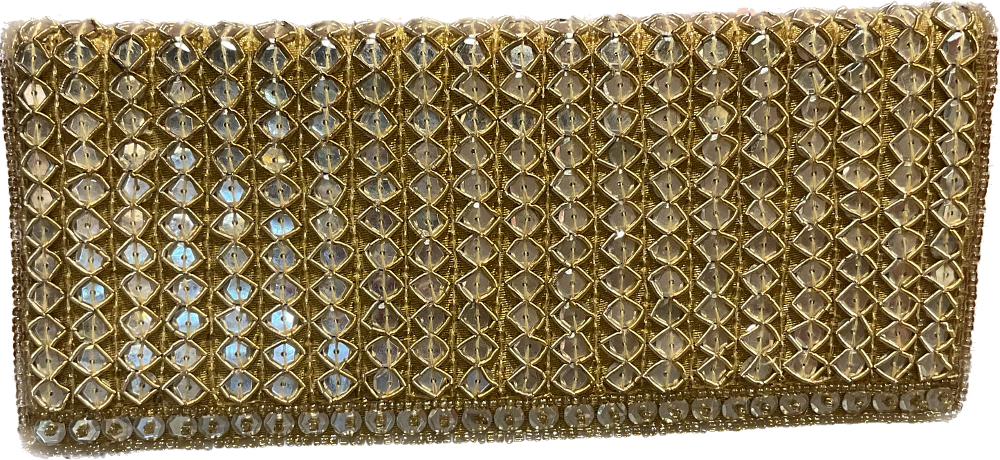 Vintage Gold Beaded Clutch