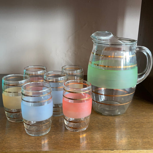 Set of Multi-Colored Vintage Glassware